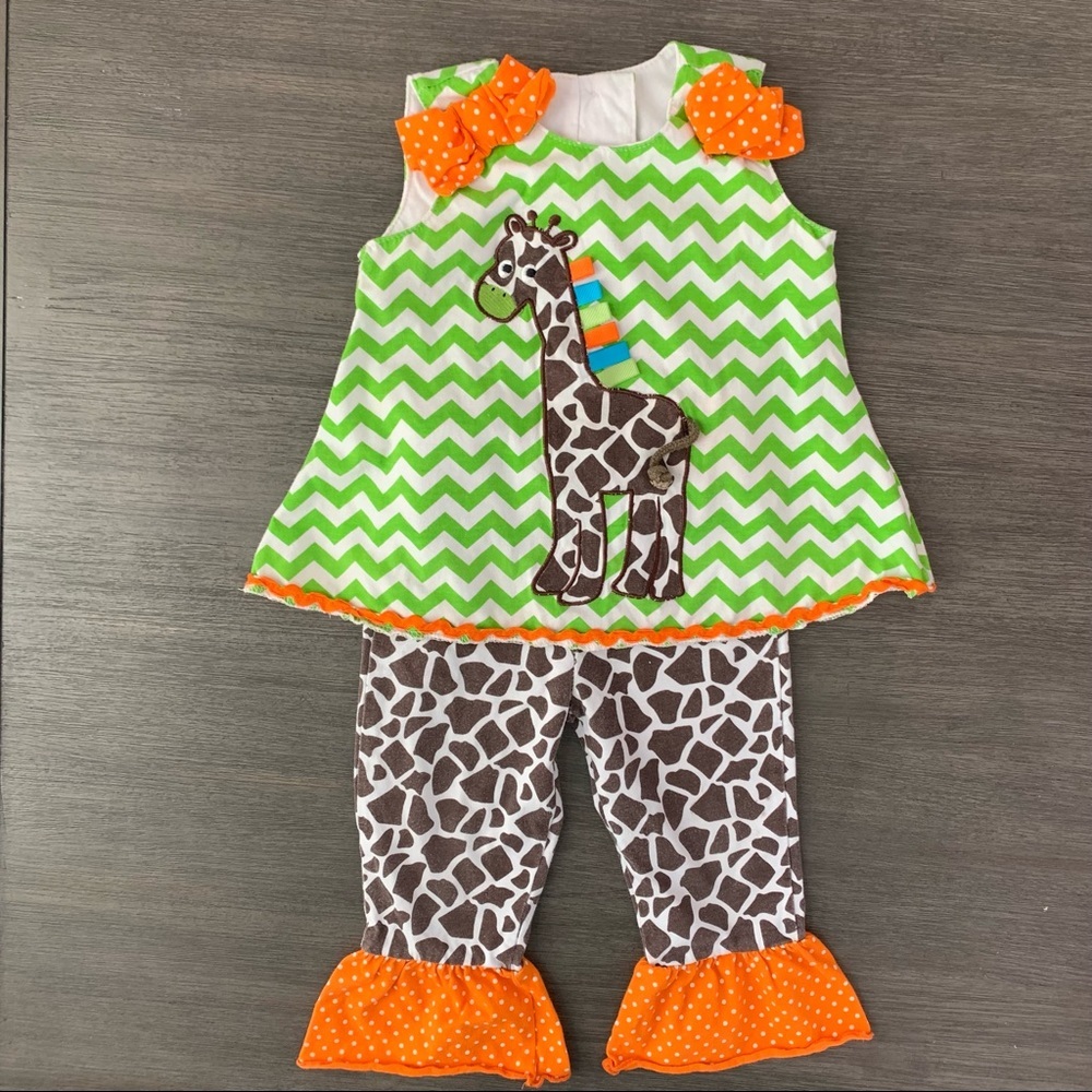 Boutique Summer Giraffe Outfit Set